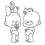 Dibujo para colorear Pareja De Bebes Para Pintar Y Colorear