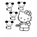Dibujo para colorear 4 Perritos Con La Hello Kitty Para Pintar Y Colorear