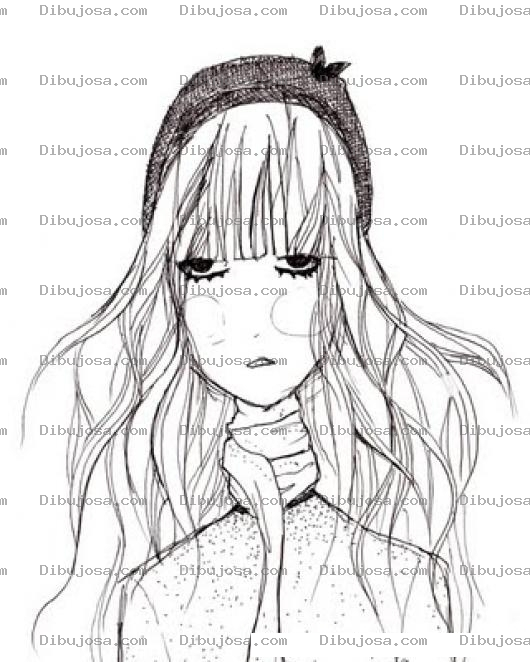 Dibujo para colorear Dibujo De Chica Con Gorrito Para Pintar Y Colorear
