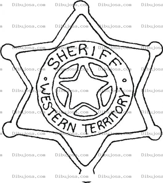Dibujo para colorear Estrella De Sheriff Para Pintar Y Colorear Estrella De 6 Picos