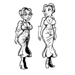 Dibujo para colorear Mujeres Con Vestido De Fiesta Para Pintar Y Colorear