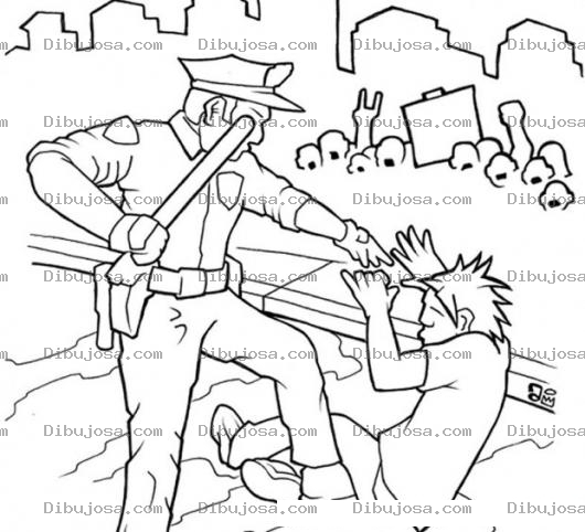 Dibujo para colorear Policia Cometiendo Abuso De Poder Para Pintar Y Colorear Dibujo De Hombre Capturado En Una Manifestacion De Inconformes