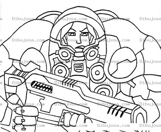 Dibujo para colorear Soldado Con Traje Del Futuro Para Pintar Y Colorear