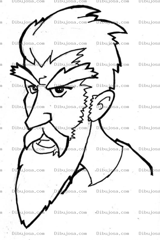 Dibujo para colorear Dibujo De Barbudo Enojado Para Pintar Y Colorear