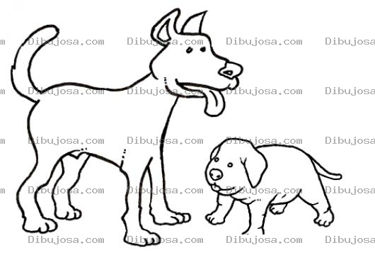 Dibujo para colorear Perro Grande Y Perro Pequeno Para Pintar Y Colorear