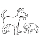 Dibujo para colorear Perro Grande Y Perro Pequeno Para Pintar Y Colorear