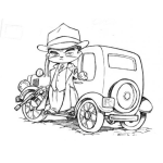 Dibujo para colorear Dibujo De Mafioso En Su Carro Para Pintar Y Colorear