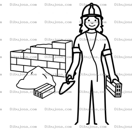 Dibujo para colorear Dibujo De Mujer Constructora Para Pintar Y Colorear Maestra De Obras