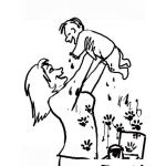 Dibujo para colorear Dibujo De Mama Feliz Con Su Bebe Jugando Pintuta