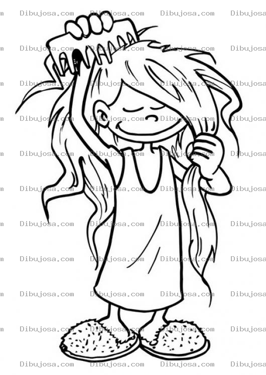 Dibujo para colorear Dibujo De Nina Peinandose El Pelo Con Un Peine Para Pintar Y Colorear