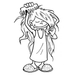 Dibujo para colorear Dibujo De Nina Peinandose El Pelo Con Un Peine Para Pintar Y Colorear