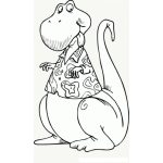 Dibujo para colorear Dibujo De Dinosaurio Con Camisa Hawaiana Para Pintar Y Colorear