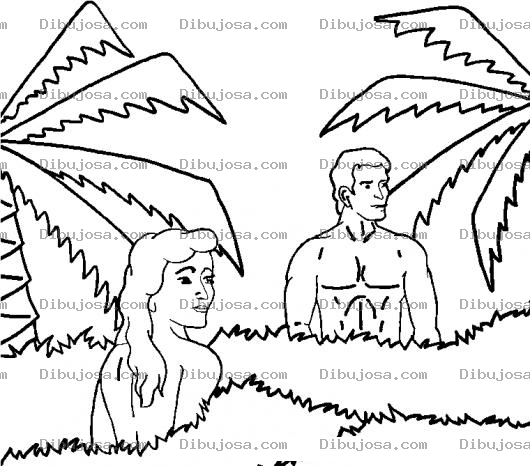 Dibujo para colorear Adan Y Eva En El Jardin Del Eden Para Pintar Y Colorear