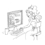Dibujo para colorear Dibujo De Princesa Buscando A Su Principe En Facebook Para Pintar Y Colorear