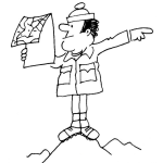 Dibujo para colorear Dibujo De Explorador Consultando Un Mapa Para Pintar Y Colorear