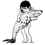 Dibujo para colorear Nina Abrazando A Un Pescado Para Pintar Y Colorear
