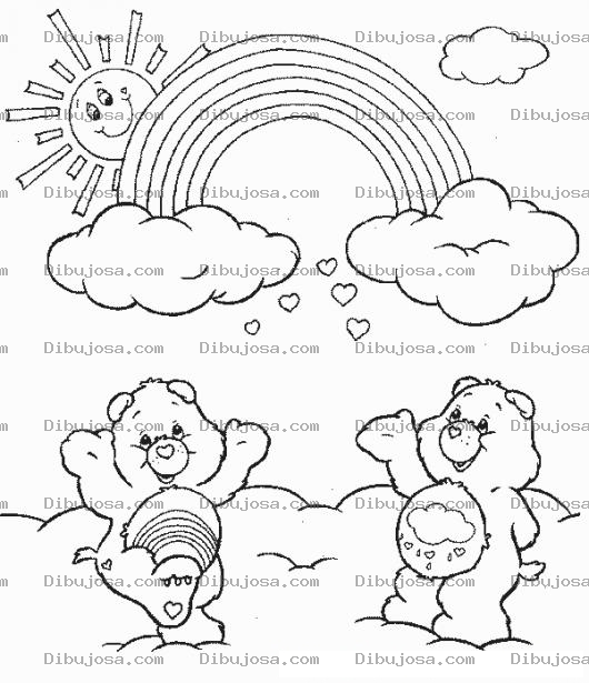 Dibujo para colorear Ositos Carinositos De Quiereme Mucho Bajo El Arcoiris Para Pintar Y Colorear