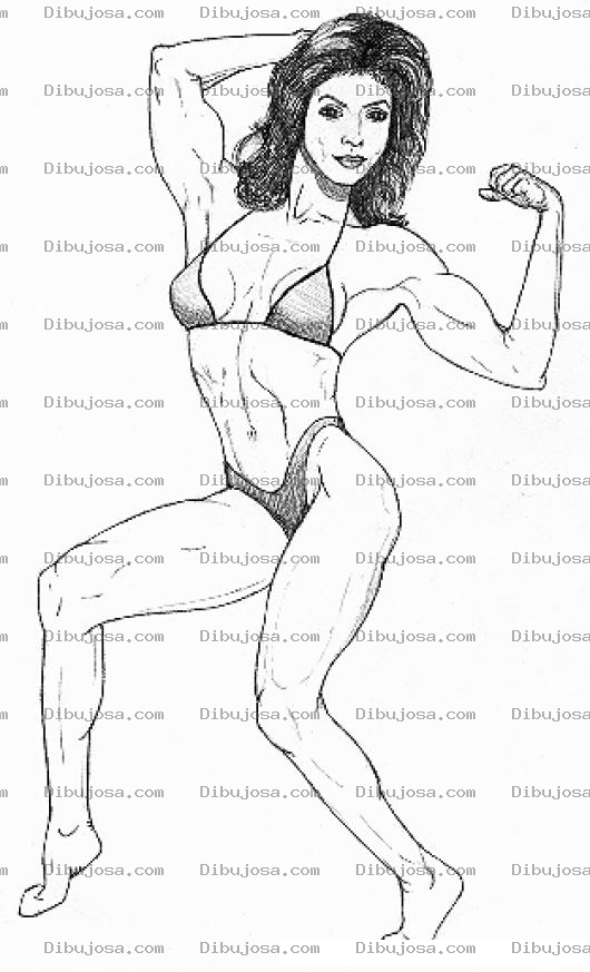 Dibujo para colorear Dibujo De Mujer Fisiculturista Para Pintar Y Colorear Chica Fisicoculturista