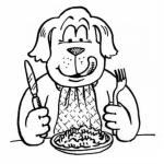 Dibujo para colorear Dibujo De Perro Almorzando Para Pintar Y Colorear