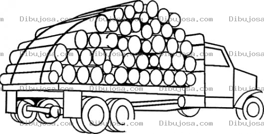 Dibujo para colorear Camion De Troncos De Madera Para Pintar Y Colorear