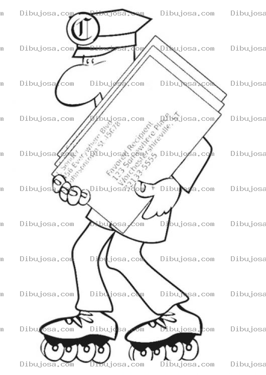 Dibujo para colorear Dibujo De Cartero En Patines Para Pintar Y Colorear