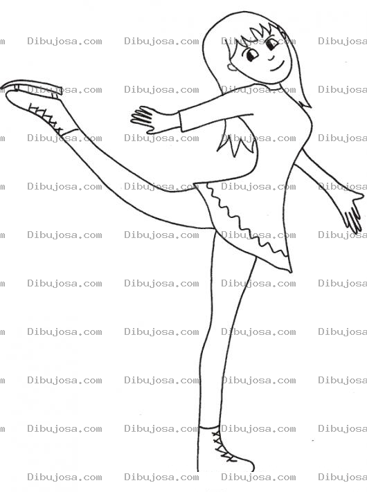Dibujo para colorear Chica Patinando Sobre Hielo Para Pintar Y Colorear