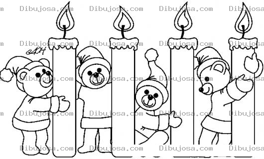 Dibujo para colorear Dibujo De 4 Ositos Con 4 Candelitas Para Un Cumpleanos De 4 Anos Para Pintar Y Colorear