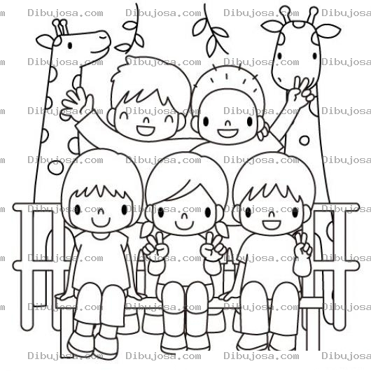 Dibujo para colorear Familia En El Zoologico La Aurora Para Pintar Y Colorear