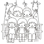 Dibujo para colorear Familia En El Zoologico La Aurora Para Pintar Y Colorear