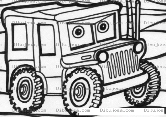 Dibujo para colorear Jeep De Carro Cars Para Pintar Y Colorear