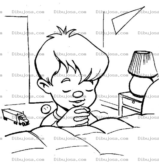 Dibujo para colorear Dibujo De Nino Orando En Su Habitacion Para Pintar Y Colorear