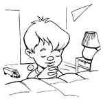 Dibujo para colorear Dibujo De Nino Orando En Su Habitacion Para Pintar Y Colorear