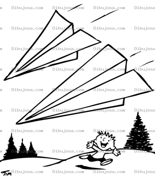 Dibujo para colorear Avioncitos De Papel Para Pintar Y Colorear Avinsitos Volando
