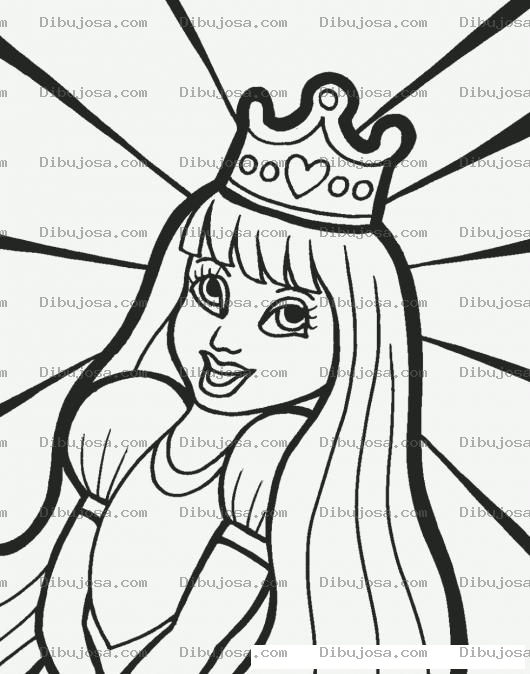 Dibujo para colorear Dibujo De Princesa Con Corona De Corazon Para Pintar Y Colorear