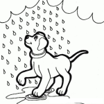 Dibujo para colorear Perro Bajo La Lluvia Para Pintar Y Colorear