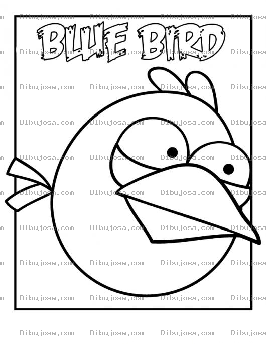 Dibujo para colorear Pajaro Azul De Angry Birds Para Pintar Y Colorear