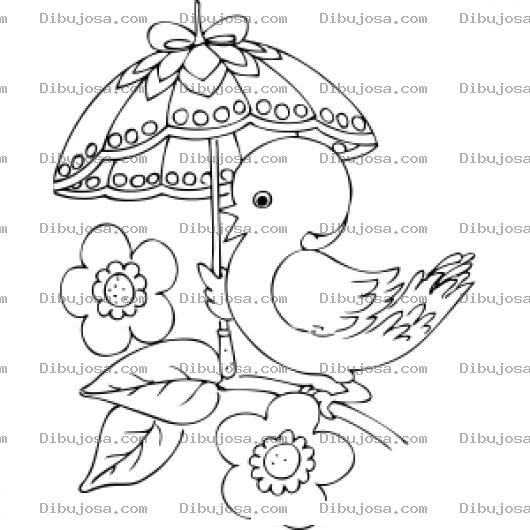 Dibujo para colorear Pajarito Con Simbrilla Para Pintar Y Colorear