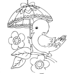 Dibujo para colorear Pajarito Con Simbrilla Para Pintar Y Colorear