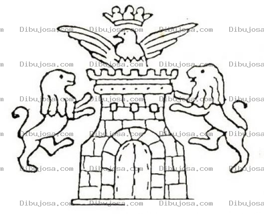 Dibujo para colorear Escudo Heraldico De La Villa De Tobarra Para Pintar Y Colorear Dibujo De Escudo Con Leons
