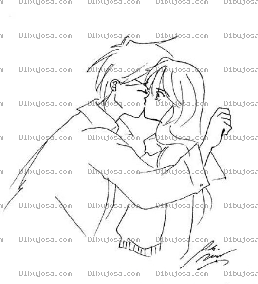 Dibujo para colorear Besito De Amor Para Pintar Y Colorear