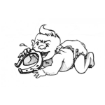 Dibujo para colorear Dibujo De Bebe Mordiendo Una Herradura Para Pintar Y Colorear