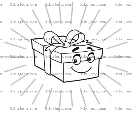 Dibujo para colorear Dibujo De Regalito Nuevo Y Brillante Con Carita Para Pintar Y Colorear