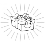 Dibujo para colorear Dibujo De Regalito Nuevo Y Brillante Con Carita Para Pintar Y Colorear