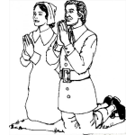 Dibujo para colorear Pareja De Esposos Orando Juntos Para Pintar Y Colorear