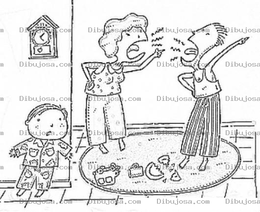 Dibujo para colorear Dibujo De Papas Peleando Para Pintar Y Colorear Esposos Discutiendo