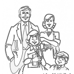 Dibujo para colorear Dibujo De Familia Camino A La Iglesia Para Pintar Y Colorear Familia Cristiana