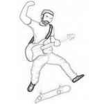 Dibujo para colorear Hombre Con Guitarra Y Patineta Para Pintar Y Colorear