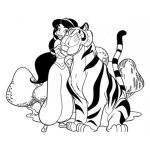 Dibujo para colorear Dibujo De La Princesa Jazmin Abrazando Al Tigre Para Pintar Y Colorear