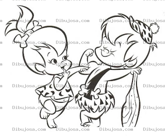 Dibujo para colorear Dibujo De Pebbles Y Bam Bam Para Pintar Y Colorear A Los Hijos De Los Picapiedra