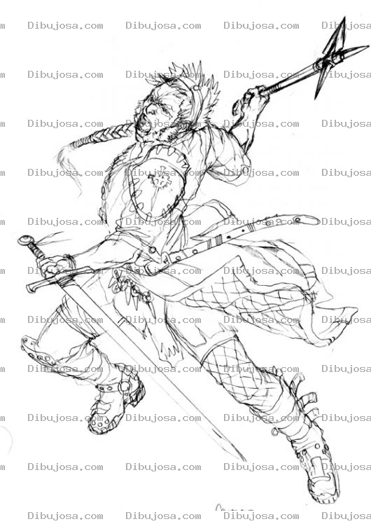Dibujo para colorear Dibujo De Guerrero Medieval Para Pintar Y Colorear